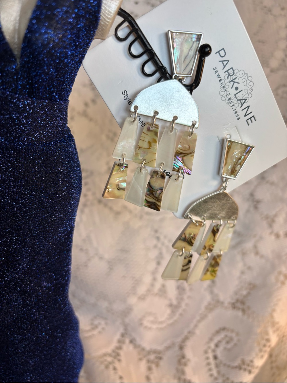 Park Lane Rio Abalone & Mother-of-Pearl Fringe Drop Earrings - Silver Tone - Picture 4 of 8